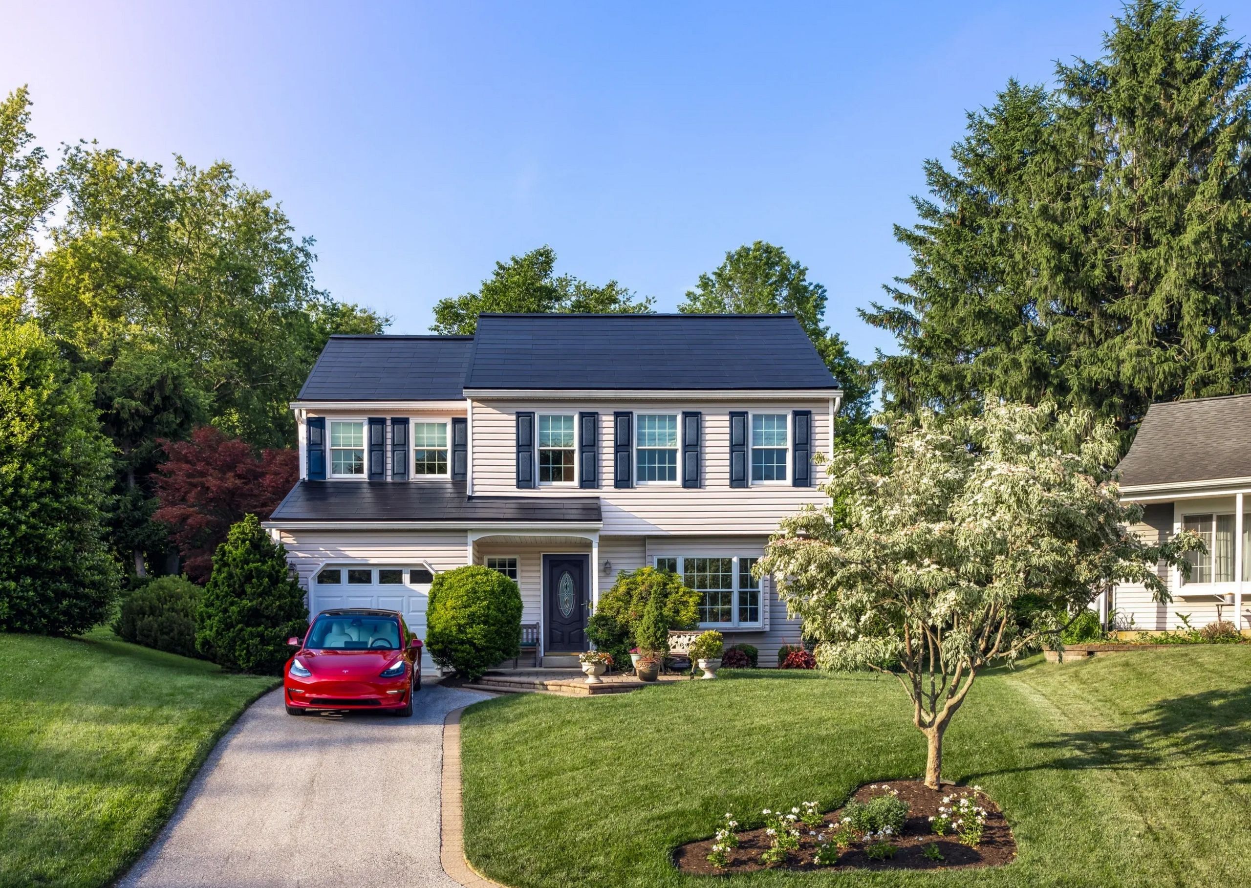 Neighborhood with Tesla Solar Roof